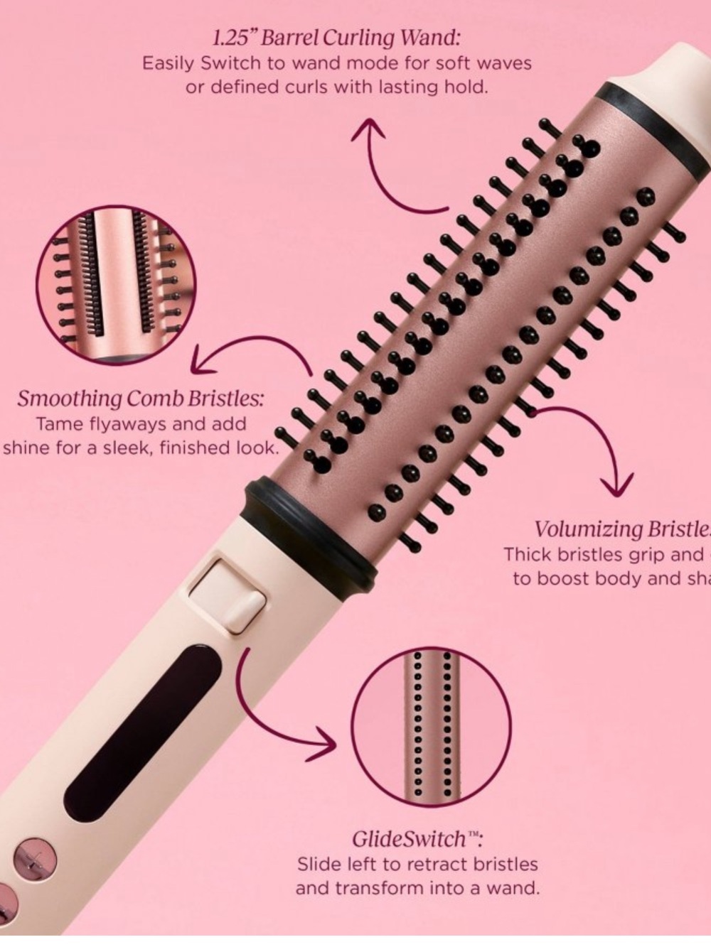 FHI Heat SwiftStyler FlexCurl Retractable Speed Styler Heating Curling Brush New